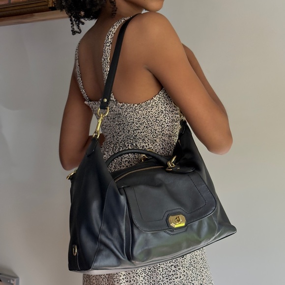 Coach Handbags - Coach Kristin Black Leather Satchel Shoulder Bag with Gold Hardware